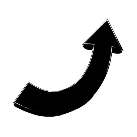 Black curved arrow, graphic, simple flat design clip art on white background.のイラスト素材