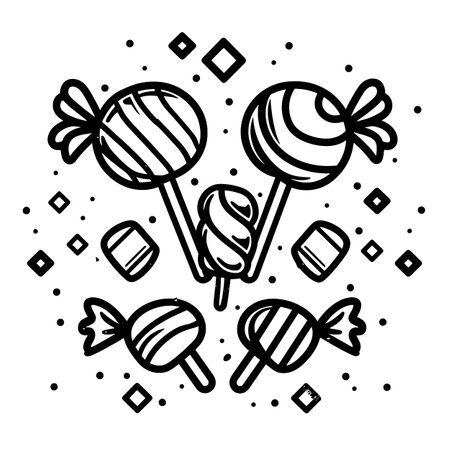 Elegant Featuring Simple line drawing of candyのイラスト素材