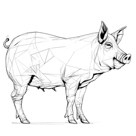 Visual One line drawing of a pig figure.のイラスト素材