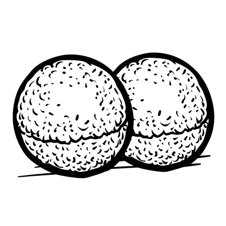 Simple line drawing icon of two rice balls.のイラスト素材