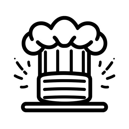 Picture Presenting Chef's hat icon, black outline on white background, minimalistic design.のイラスト素材