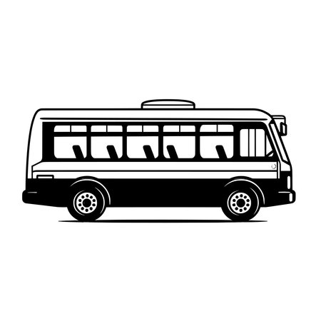 Showing Simple bus icon, black on white backgroundのイラスト素材