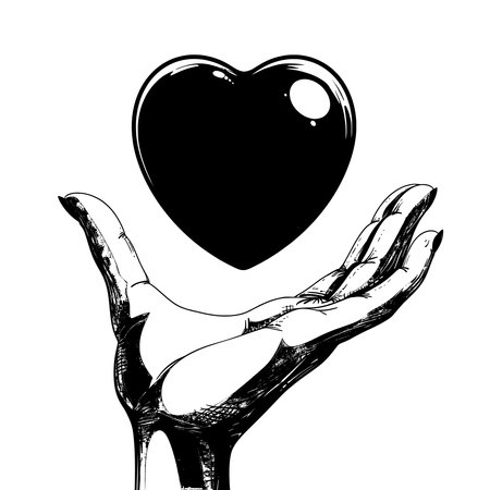 Stunning Showing Hand holding a heart iconのイラスト素材