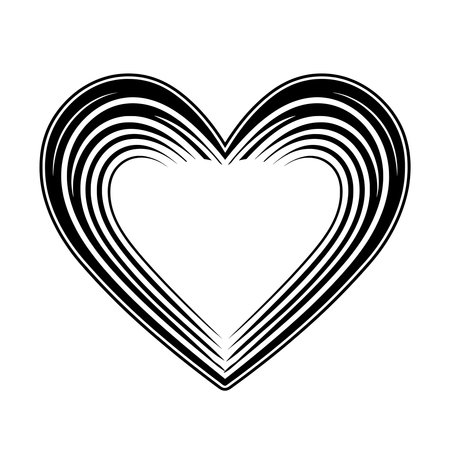 Stunning Heart outline clipart in black and white.のイラスト素材