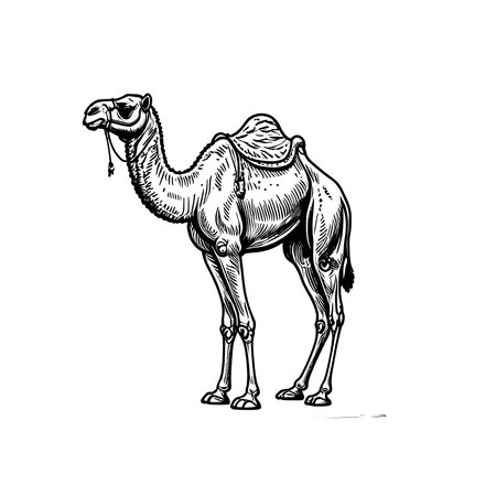 Visual Simple line icon of a camel on a white background.のイラスト素材