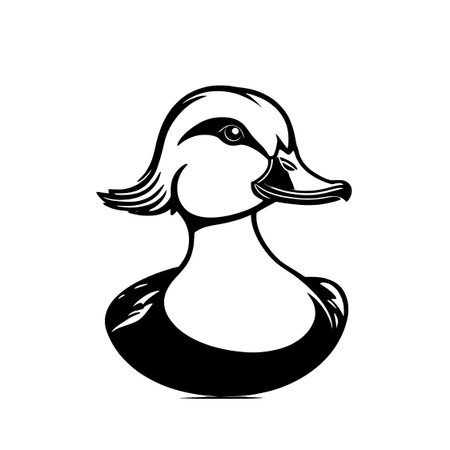 Featuring Simple line icon of a duck on a white background.のイラスト素材