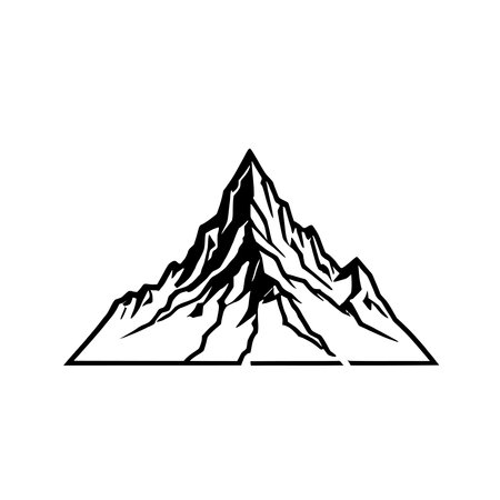 Simple line art mountain shape icon, isolated on white background.のイラスト素材