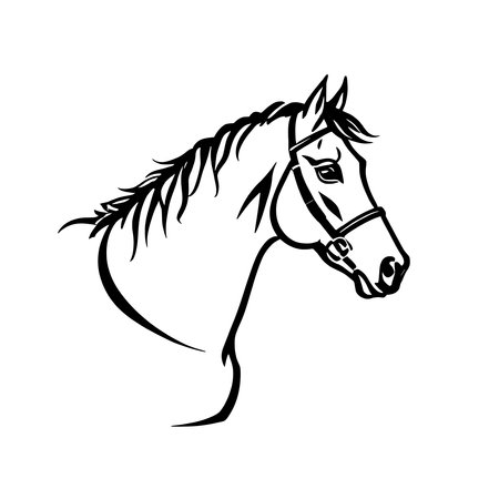 Featuring Simple line icon of a horse on a white background.のイラスト素材