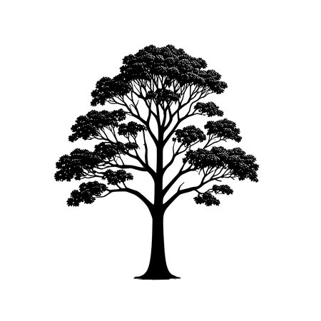 Simple line art tree shape icon, isolated on white background.のイラスト素材