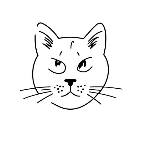 Picture Simple line icon of a cat on a white background.のイラスト素材