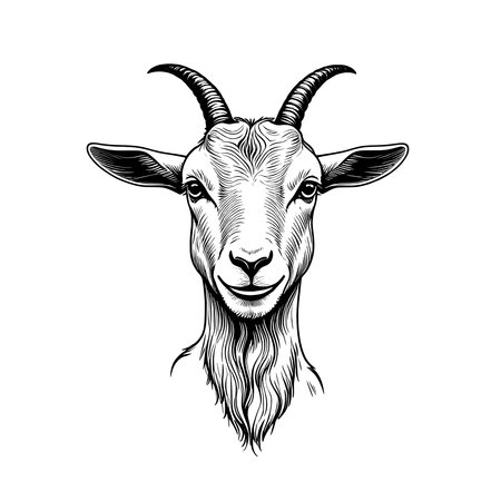 Featuring Goat icon in simple line art styleのイラスト素材