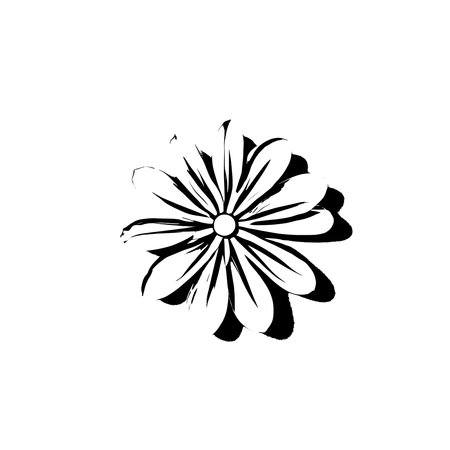 Simple line art flower shape icon, isolated on white background.のイラスト素材