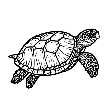 Elegant Simple line icon of a turtle on a white background.のイラスト素材