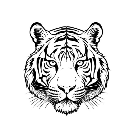 Visual Simple line icon of a tiger on a white background.のイラスト素材