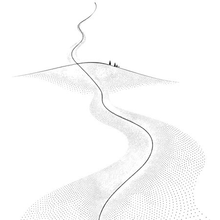 Featuring Simple black line drawing of a curved pathのイラスト素材