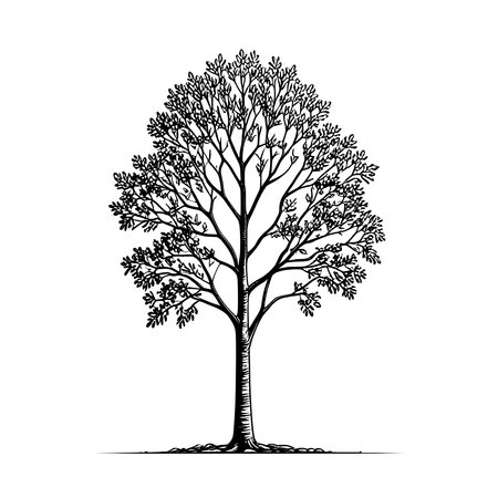 Simple line icon of a poplar tree on a white background.のイラスト素材