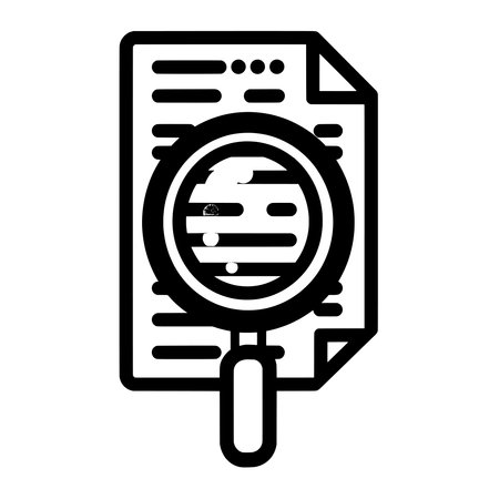 Icon of magnifying glass over document.のイラスト素材