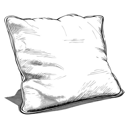 Simple line drawing of an outline of a pillow.のイラスト素材