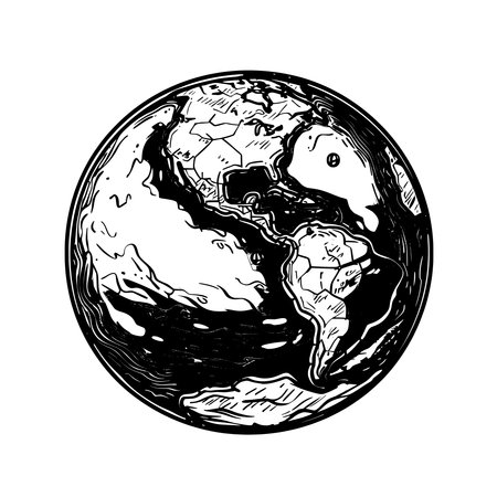 Elegant Featuring Simple line drawing of the earth.のイラスト素材