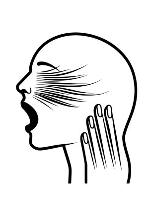 Showing Simple line icon of a head with an open mouthのイラスト素材