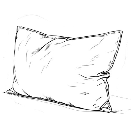 Simple line drawing of an outline of a pillow.のイラスト素材