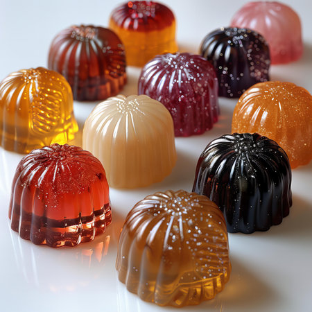 Colorful jelly candies on white background. Selective focus.の写真素材