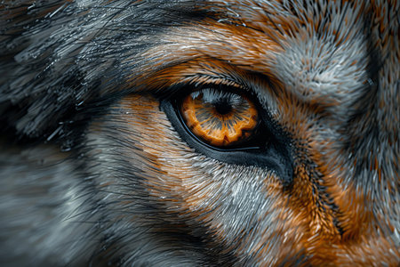 Eye of a wolf. Close-up. Selective focus.の写真素材
