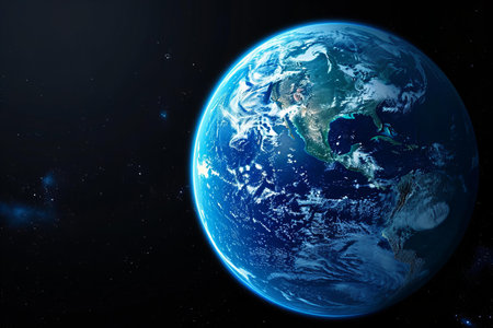 Earth from space showing the realistic earth surface. Elements of this image furnished by NASAの写真素材