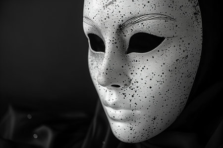 Black and white image of a Venetian carnival mask.の写真素材