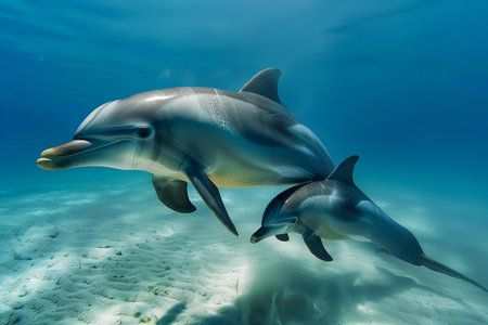 Dolphins on the seabed of the Red Sea in Egyptの写真素材