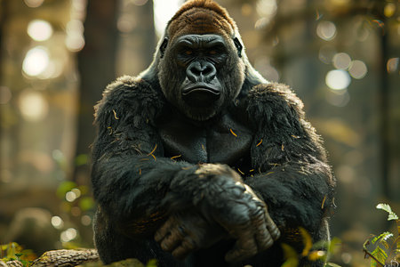 Portrait of a gorilla in the jungle. Portrait of a gorillaの写真素材