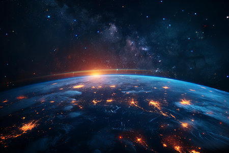 Earth from space showing the beauty of space exploration. 3D renderingの写真素材