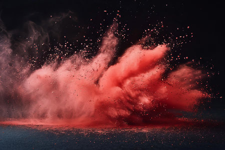 Explosion of colored powder on a black background. 3D rendering