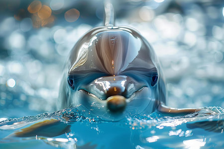 dolphin in the water, close-up, shallow depth of field