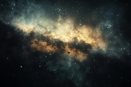 Stars of a planet and galaxy in a free space Elements of this image furnished by NASAの写真素材