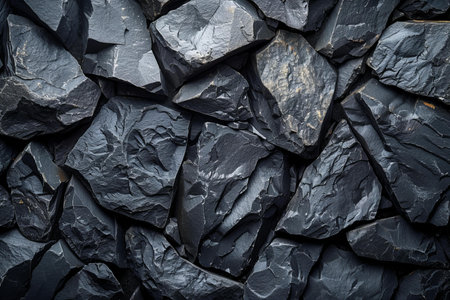 Background of stone wall texture. Black stone wall texture for design.の写真素材