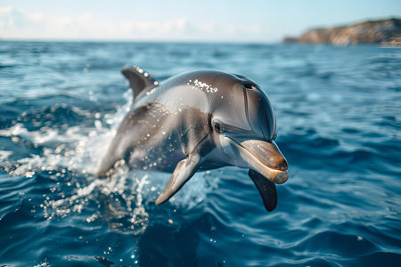 Dolphin jumping out of the water. Dolphins in the ocean.の写真素材