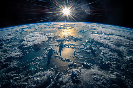 View of the planet Earth during sunrise 3D rendering elements of this image furnished by NASA