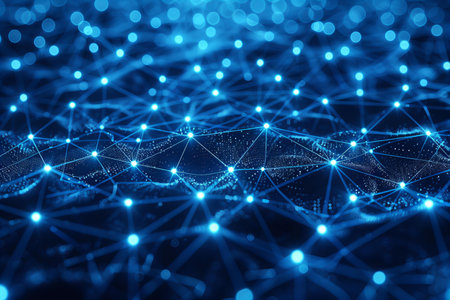 Abstract technology background. Big data visualization. Network connection structure. 3D rendering