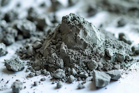 Crushed powder on white background. Selective focus.の写真素材