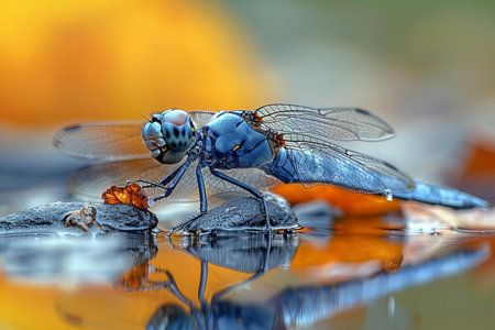 Macro of a blue dragonfly (Sympetrum vulgare)