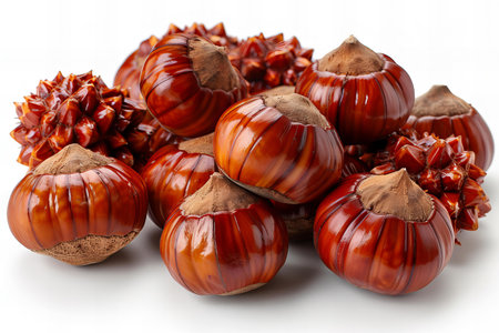Hazelnuts on a white background. Clipping path included.の写真素材