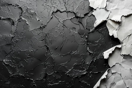 Abstract black and white background with torn paper.