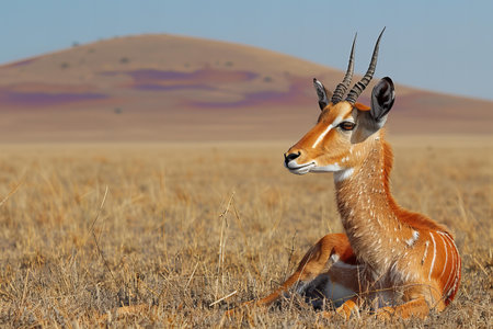 Male Impala (Aepyceros melampus) in the Namib desertの写真素材