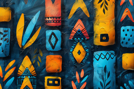 Colorful aztec pattern on textured background. Boho style.