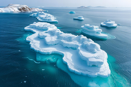 Floating icebergs in the ocean. Global warming. Antarctica.の写真素材