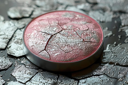 Petri dish on cracked surface, close-upの写真素材