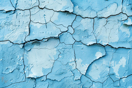 Cracked blue paint on the wall. Abstract background for design.の写真素材