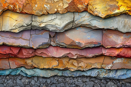 Colorful cracked stone wall texture. Abstract background and texture for design.の写真素材