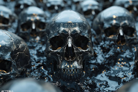 Skulls on the dark background. 3d render illustration.の写真素材